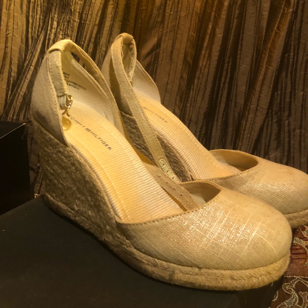 Tommy Hilfiger Tan Espadrille Wedges